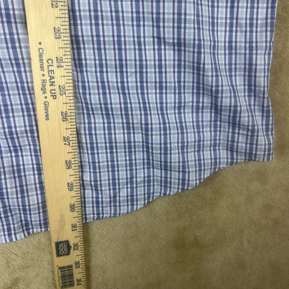 MagnaClick Mens XL Plaid Magnetic Closure Dress Shirt Blue Wrinkle Free 17-17.5 - Picture 2 of 8